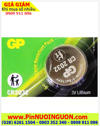 GP CR2032; Pin 3v lithium GP CR2032 Longer Lasting Power chính hãng